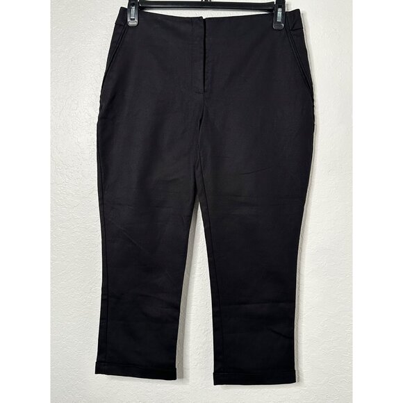 So Slimming By Chico's Dress Cuffed Capris Stretch Pants Black Size 0.5 US 6 - Picture 1 of 6